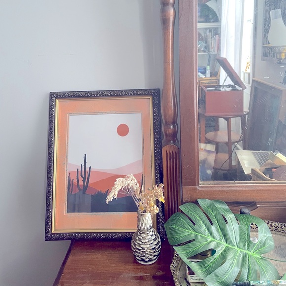 Anthropologie desert cactus Art frame hanging sun - Picture 2 of 4